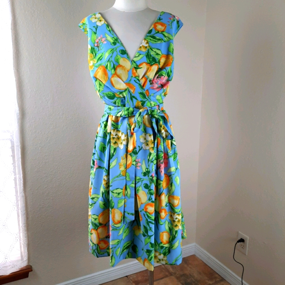 R&K Empire waist lemon dress 22W